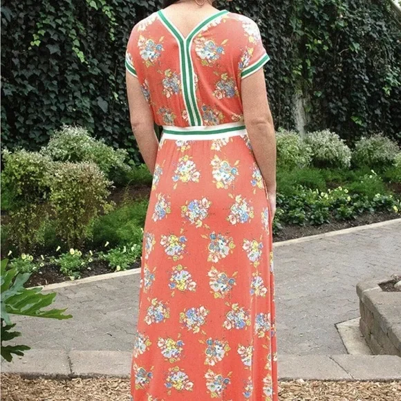 Matilda Jane Lets go together At Ease Maxi Dress Coral Floral Pockets Medium - Picture 6 of 9